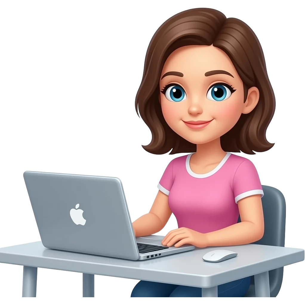 mulher com laptop e mesa digital emoji