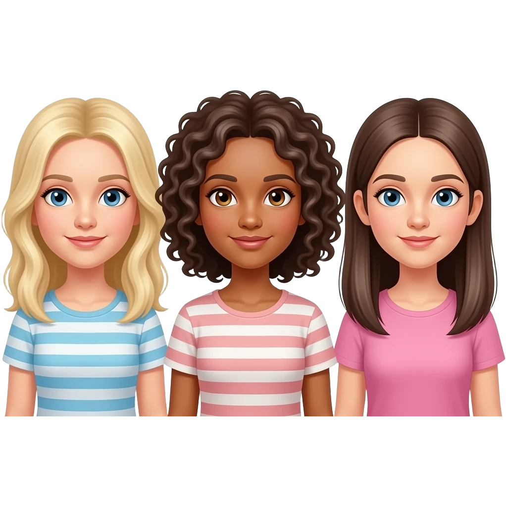 Triplets. All Caucasian, one blond, one curly brunette, one straight brunette emoji