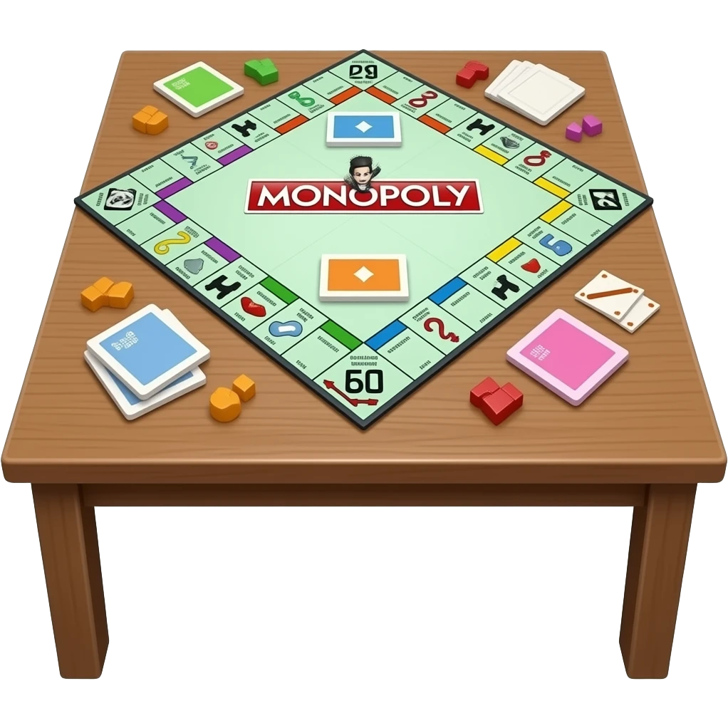 jeu du monopoly posé sur une table emoji