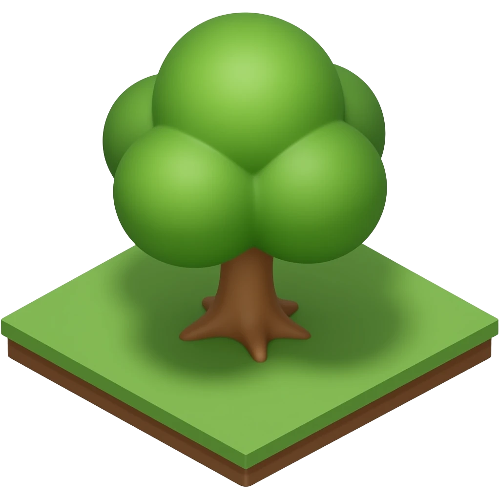 3d isometric tree emoji