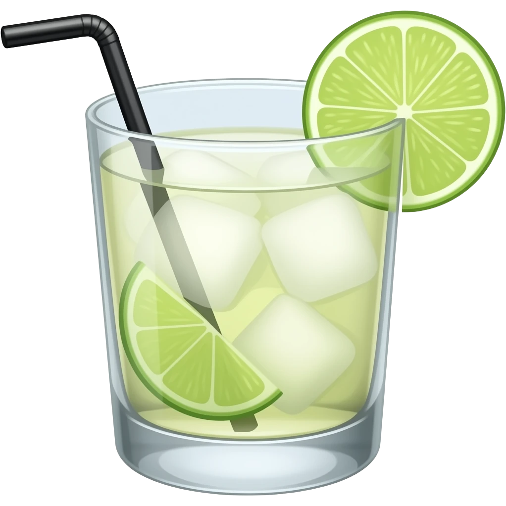 cocktail with white rhum and lime without a straw emoji