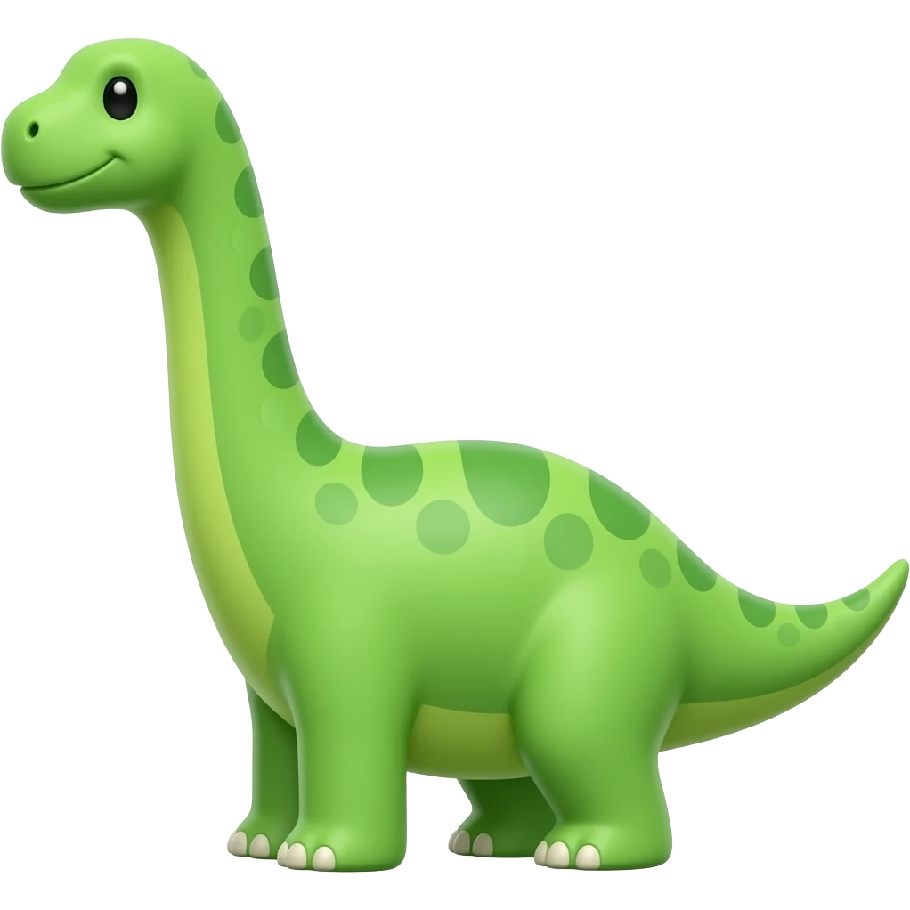 Cute lime green brachiosaurus, black eyes in profile emoji