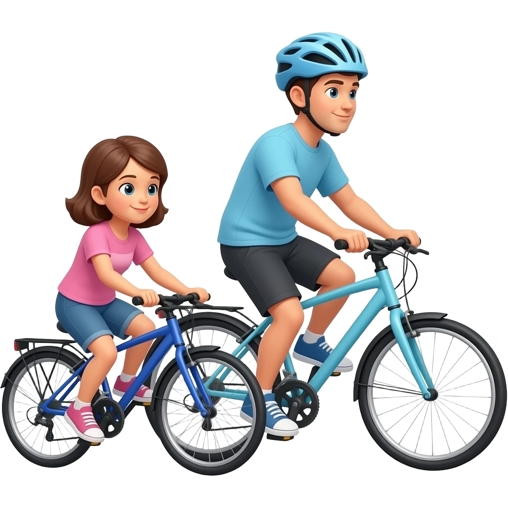 семья катается на велосипедах вид сбоку emoji