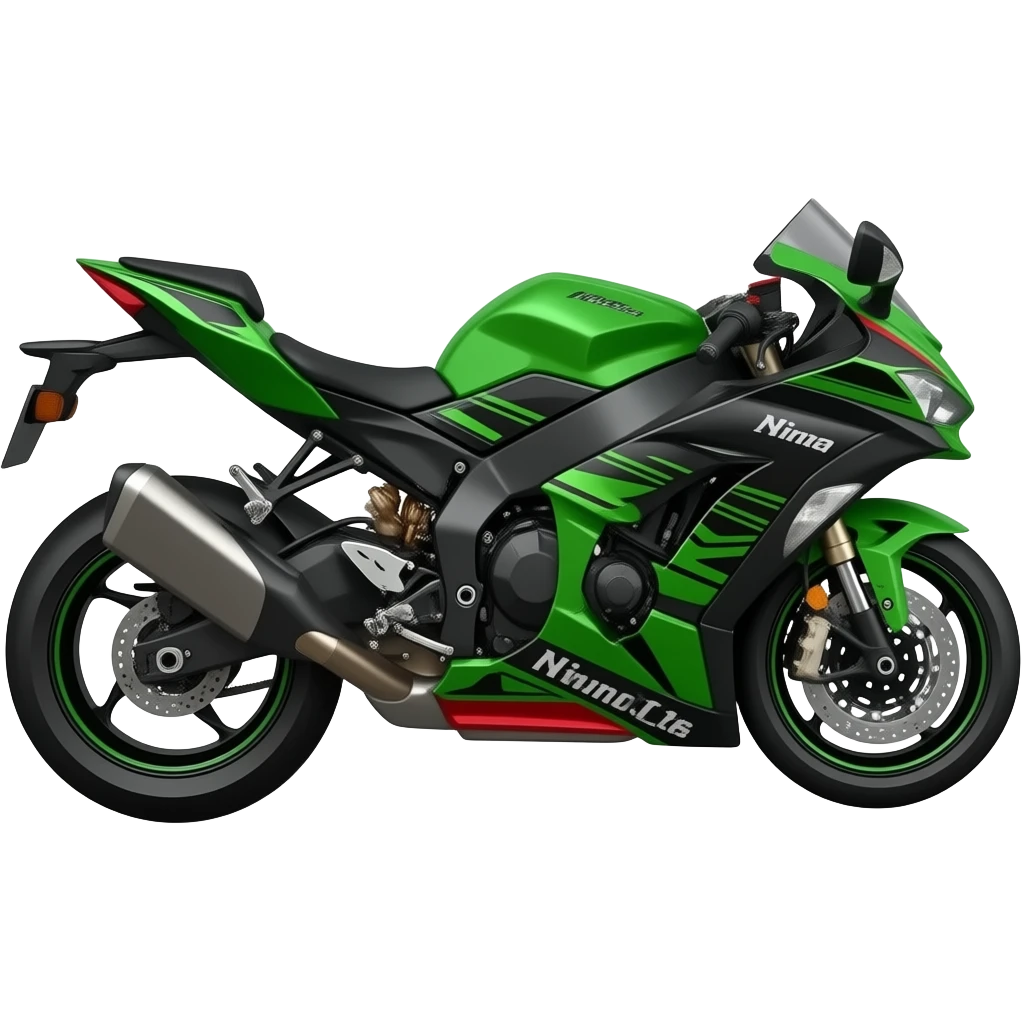Crear emoji de moto con mas de color negro con acabados verdes tipo ninja emoji