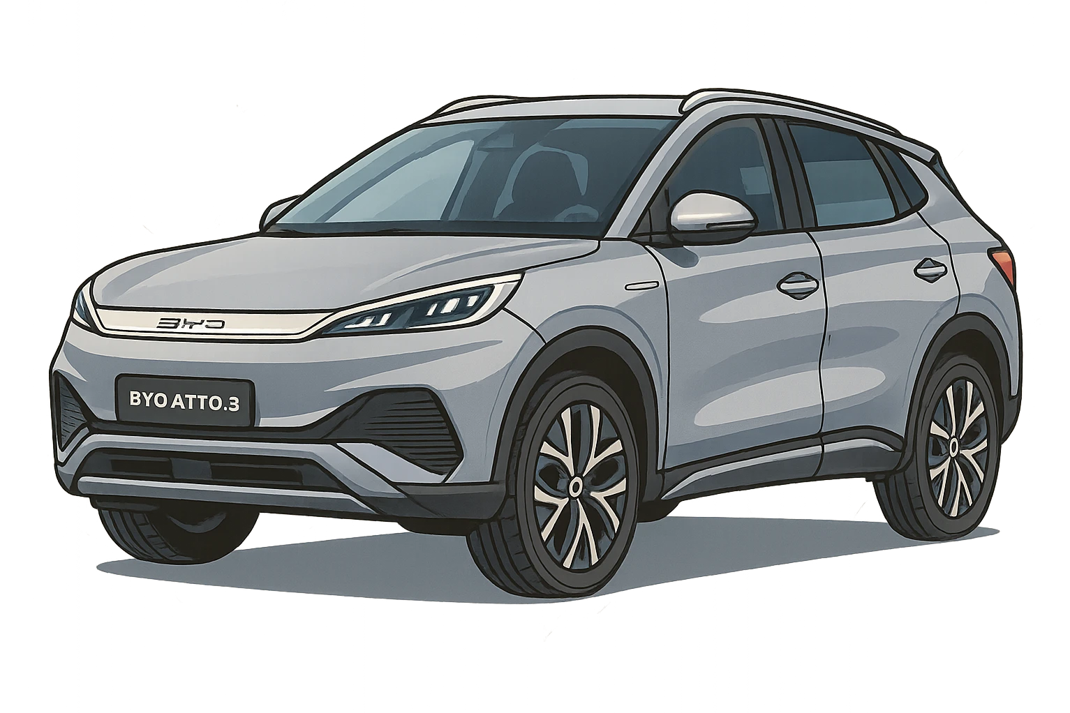 Изометрическая модель машины BYD, слегка мультяшная стилистика, прозрачный фон emoji