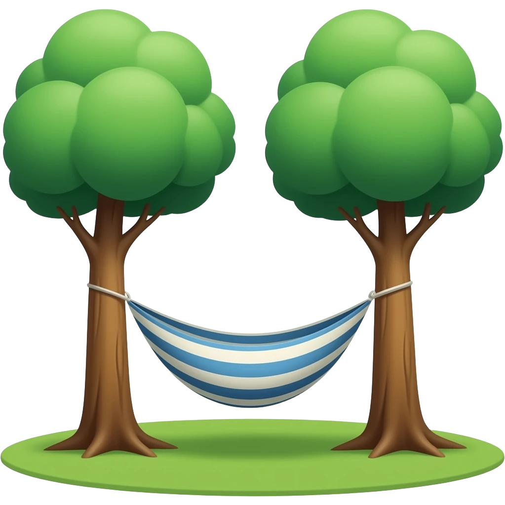 hammock between trees, transparent background emoji