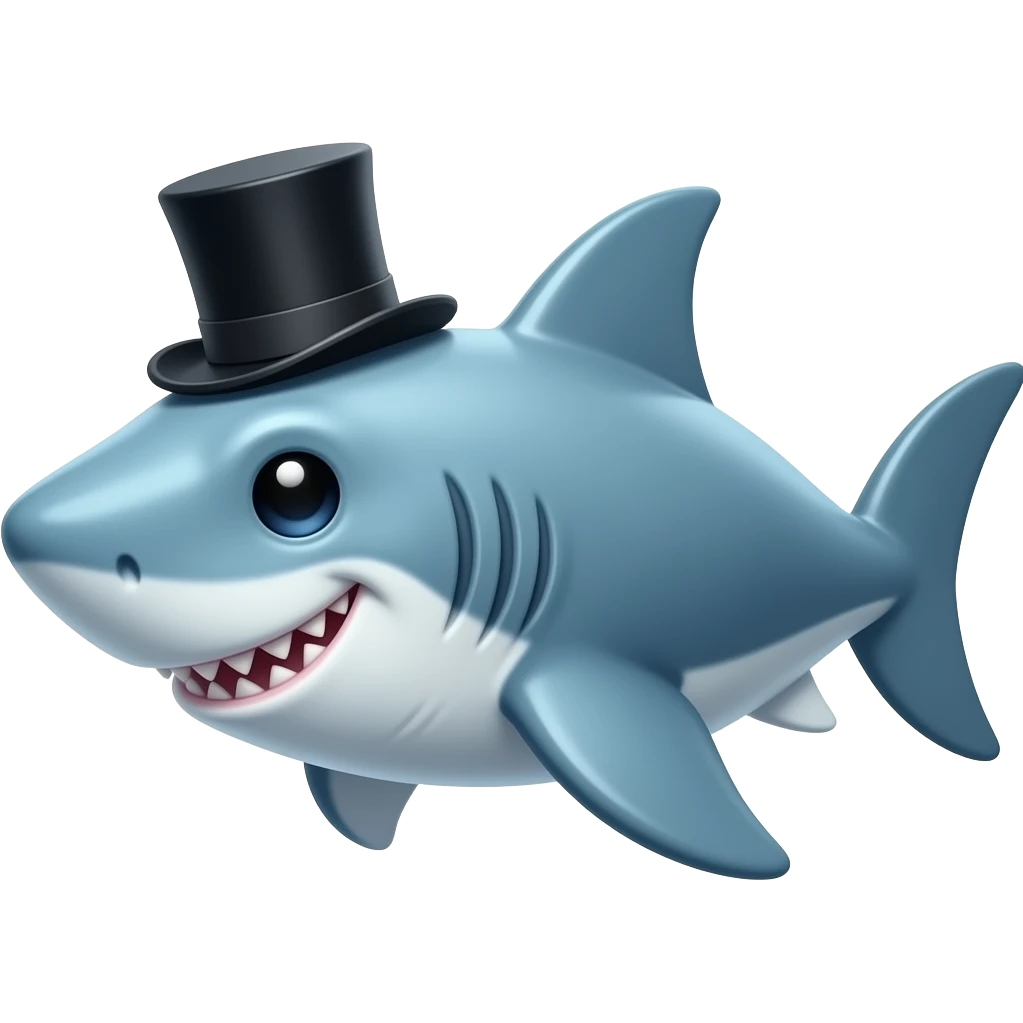 Shark with a top hat emoji