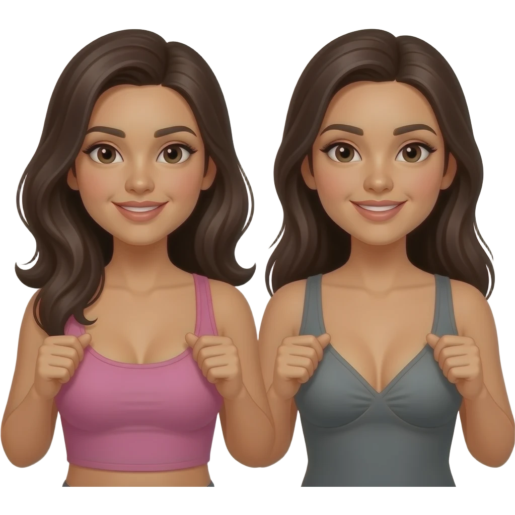 Two latina showing boobs emoji
