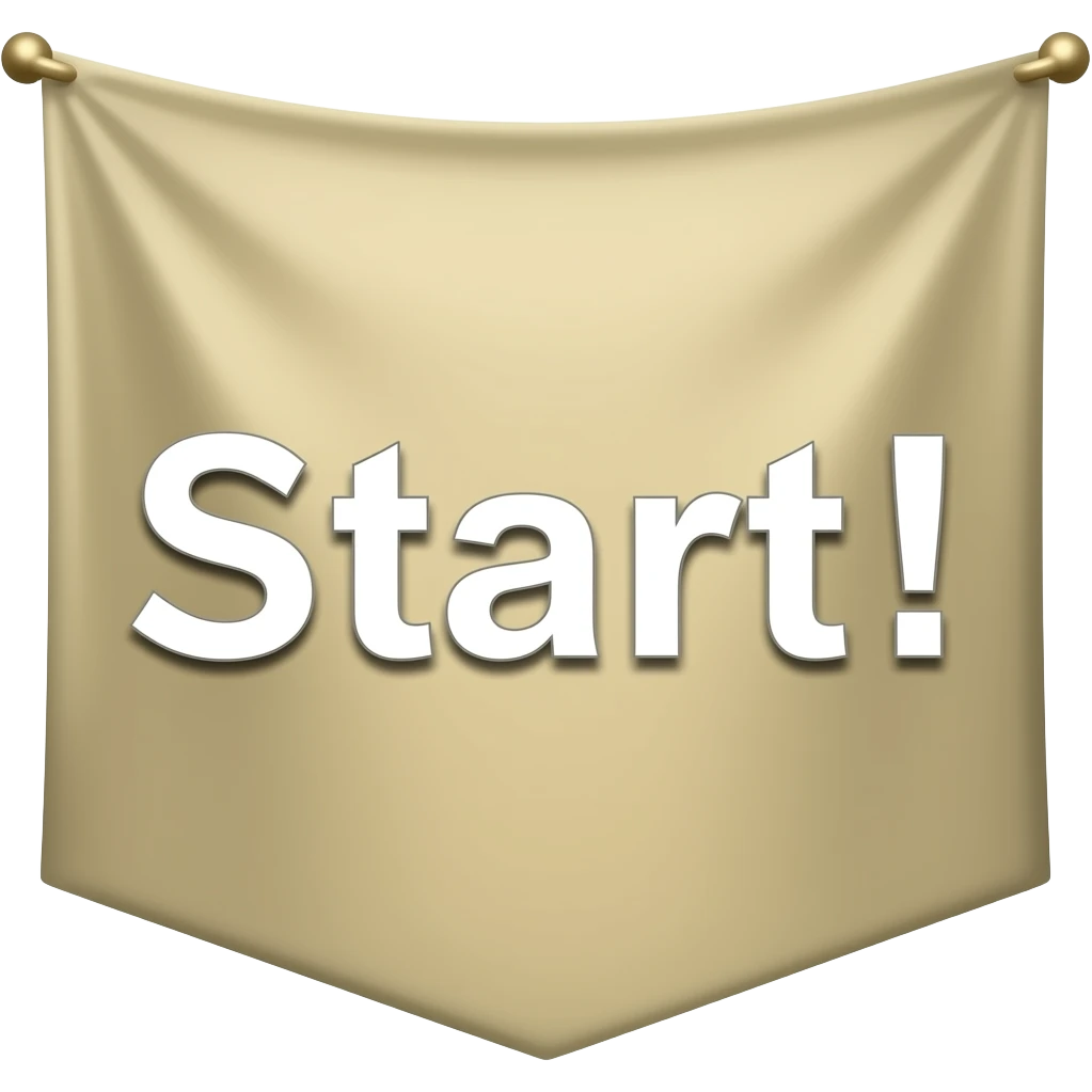 Start! 라고 적힌 사각형 배너 emoji