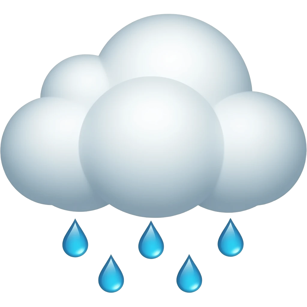 Create high-quality glossy emojis with a vibrant modern style.Make the emojis look premium, shiny, and eye-catching with bright highlights, smooth gradients, soft reflections, and glowing details. rain emoji emoji