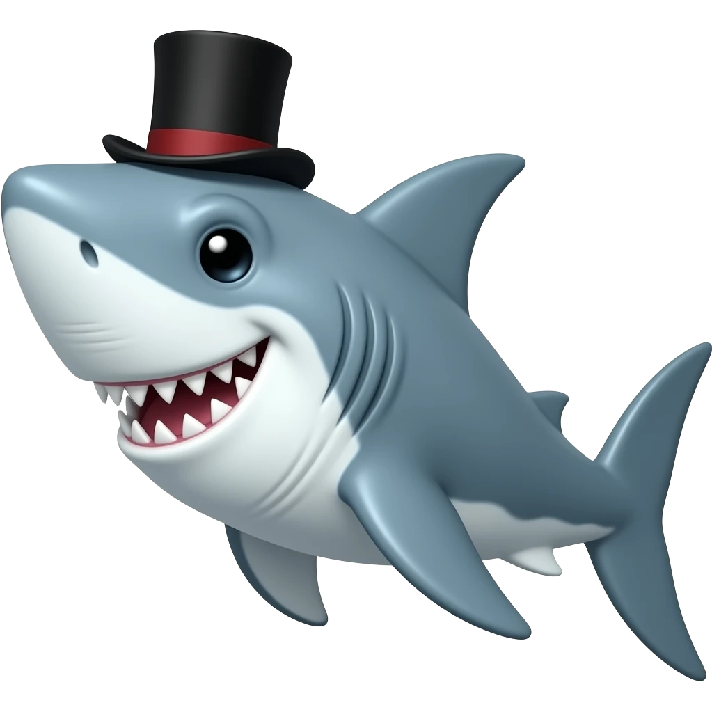 Shark with a top hat emoji
