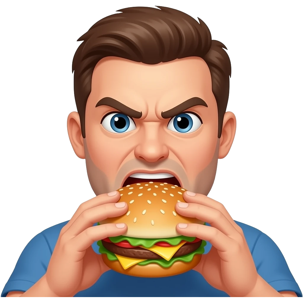 ANGRY MAN GETS EATEN BY ANGRY CHEESEBURGER emoji