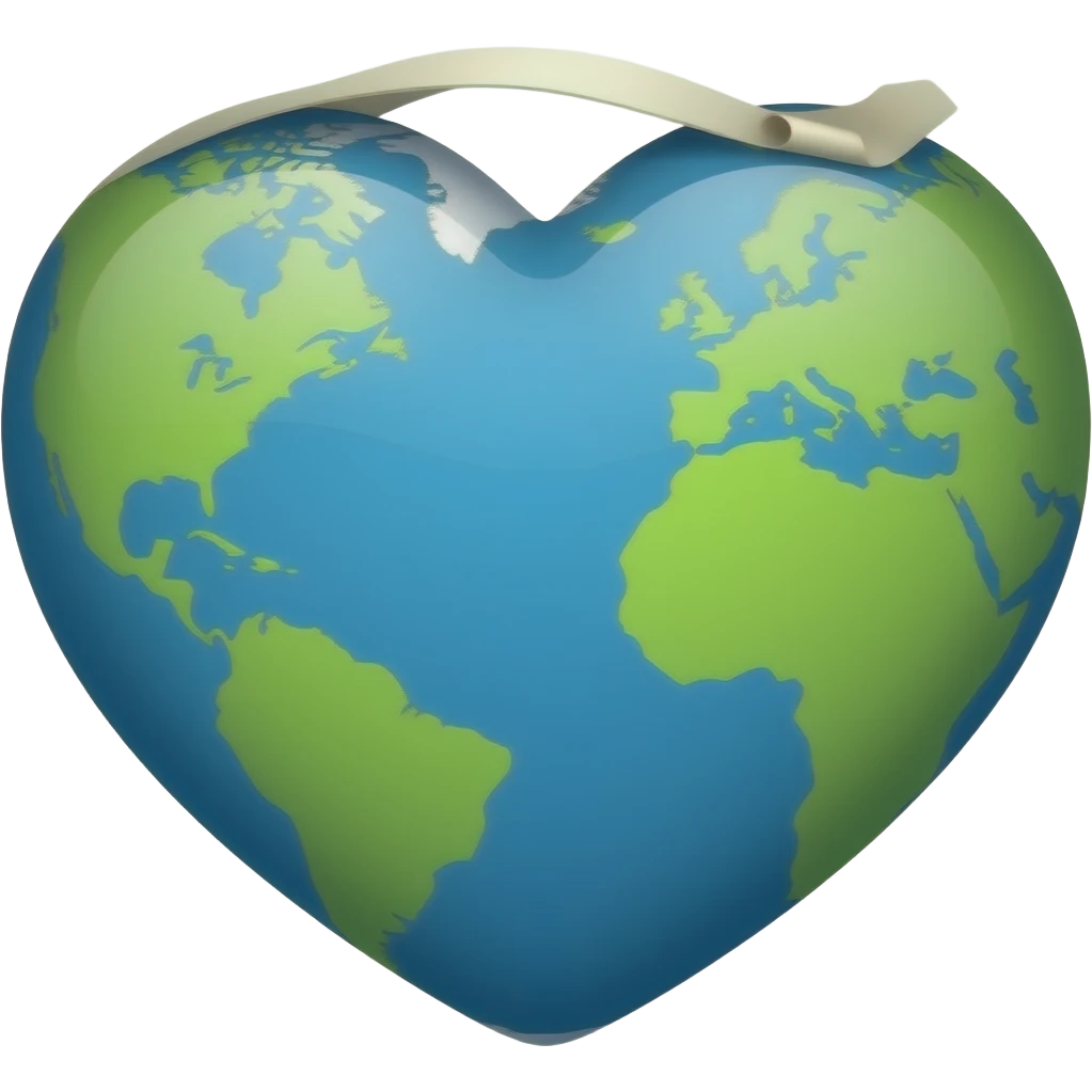 the earth in the shape of the heart and then have a scroll sitting on top of that emoji