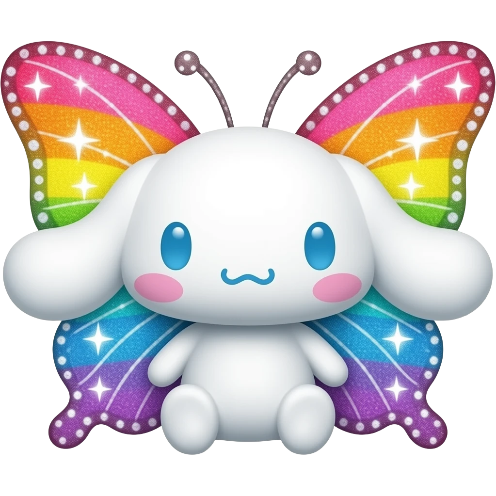 Rainbow sparkly butterfly cinnamoroll plushie by sanrio emoji
