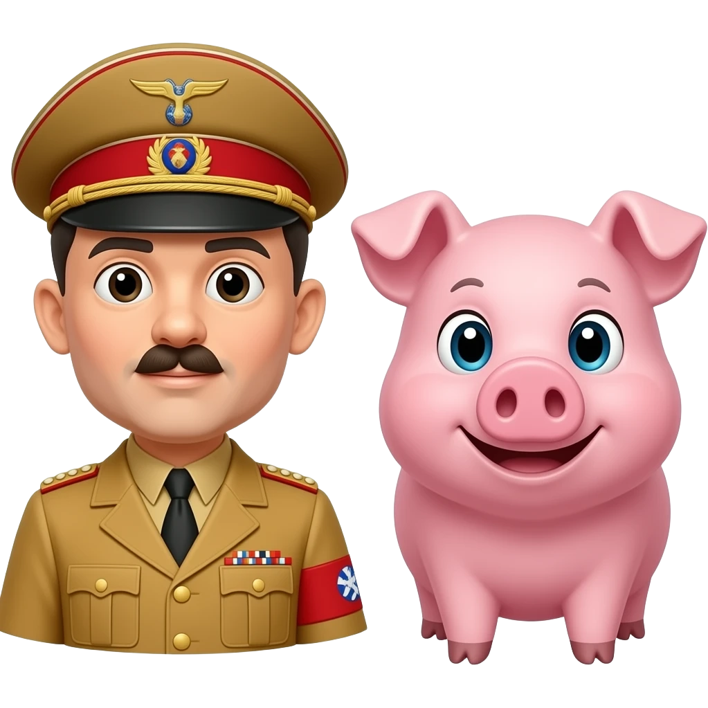 Hitler and a pig emoji