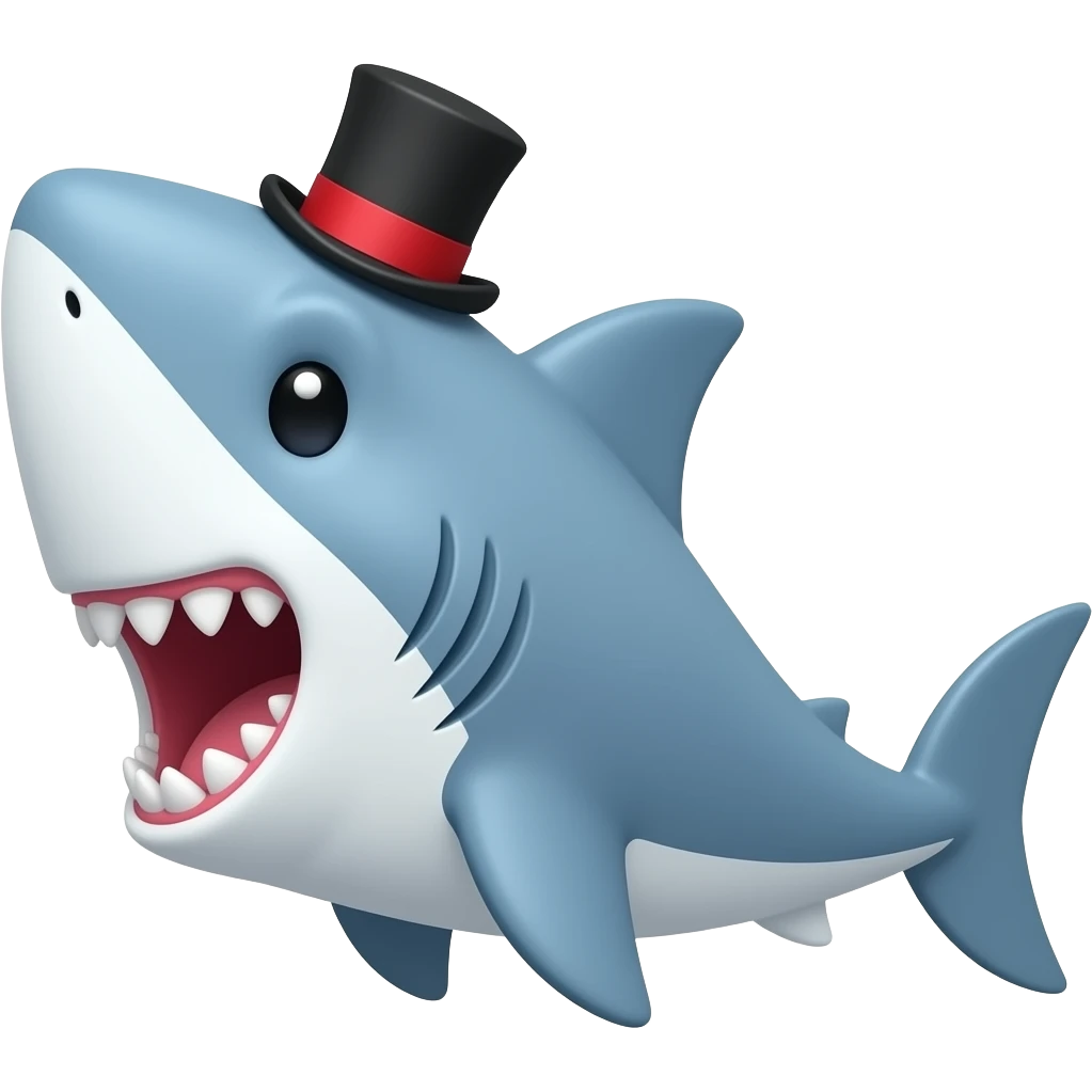 Shark with a top hat emoji