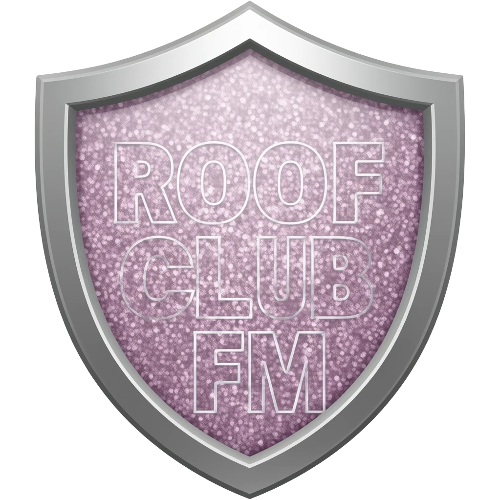 glitzer schild mit roof club fm emoji
