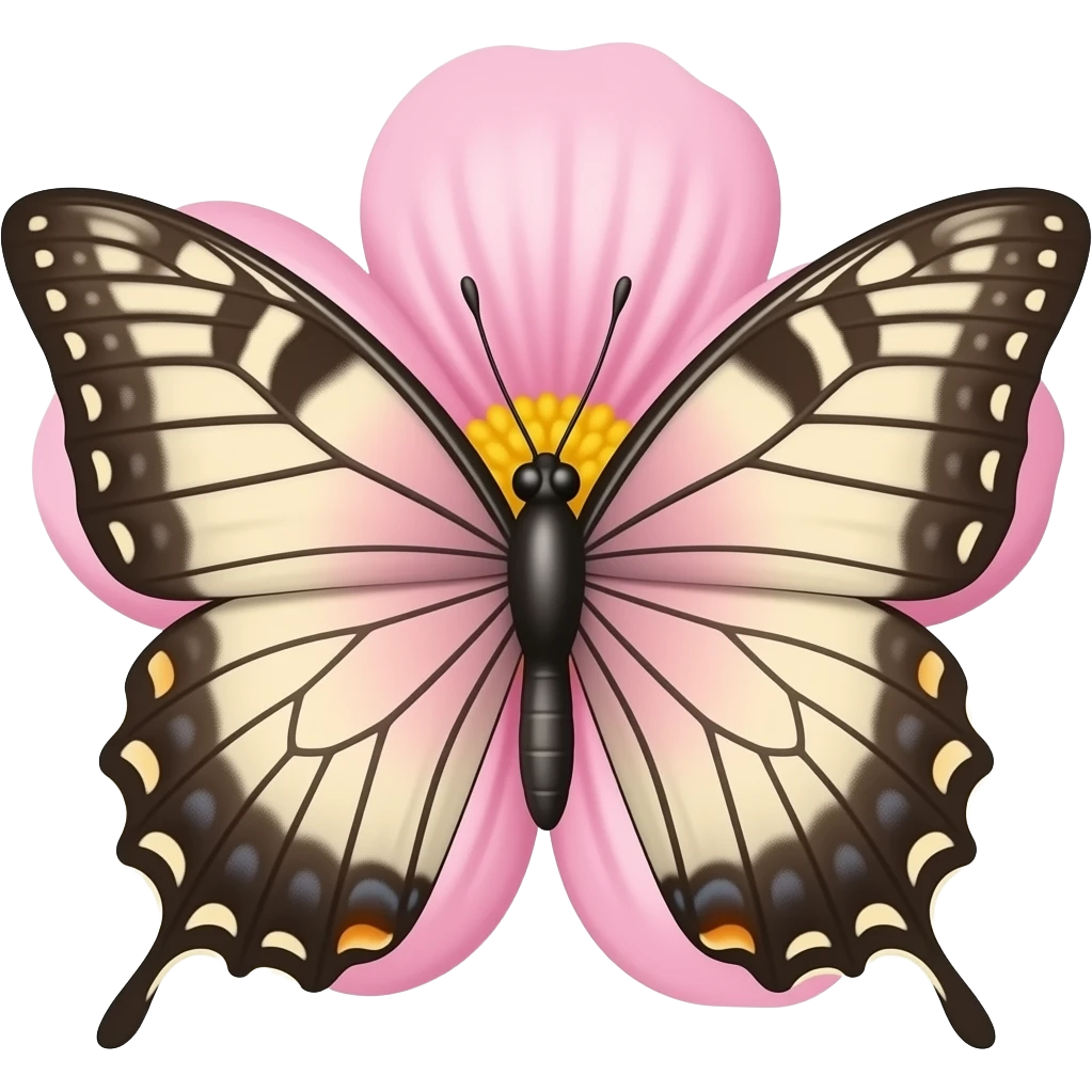 light pink flower with butterfly emoji