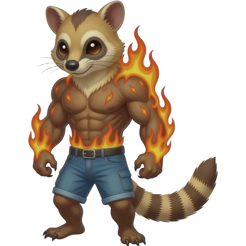 Fiery Handsome Wicked Cool Hot Edgy Badass Numbat-Trico-Civet-Vernid-fusion-hybrid-creature emoji