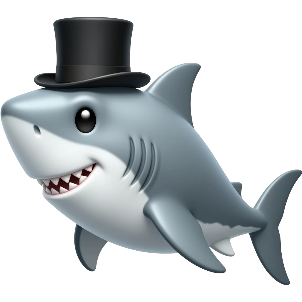 Shark with a top hat emoji