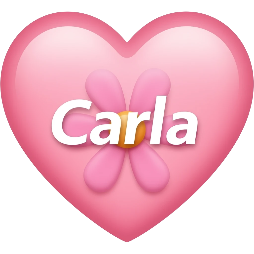 Coração cor pink com flores no meio o nome Carla emoji