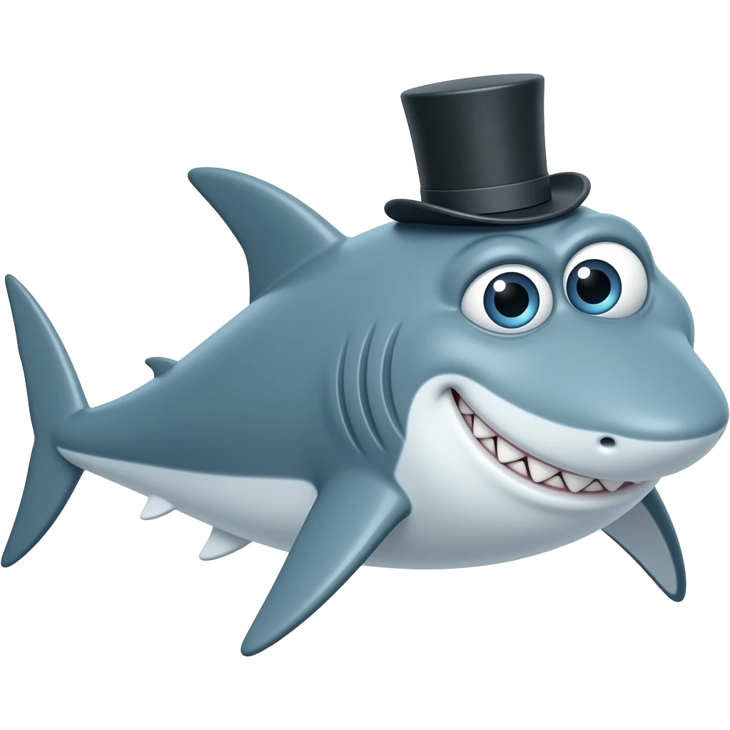 Shark with a top hat emoji