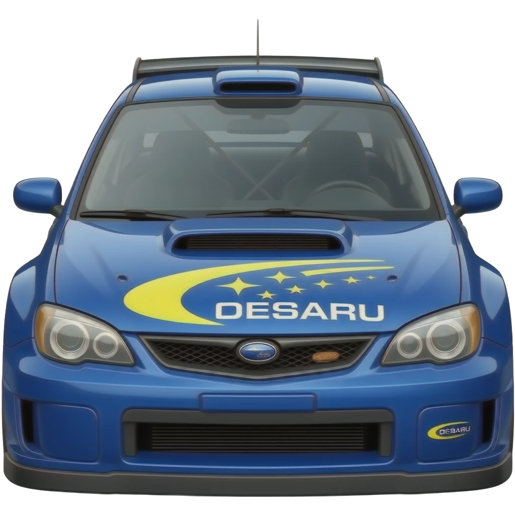 subaru impreza wrc, highly detailed, hyper realistic emoji
