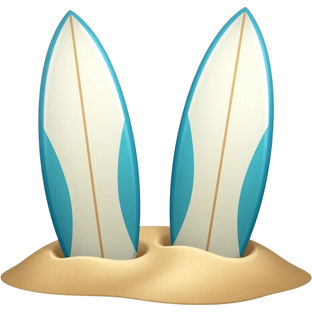 2 surfing boards stick on sand emoji