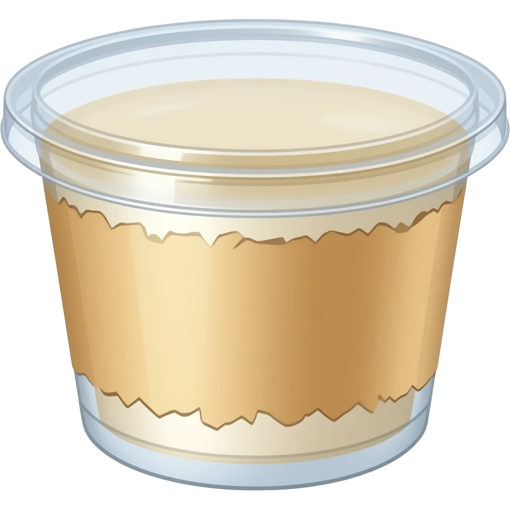 small yogurt in a container with tearable paper emoji