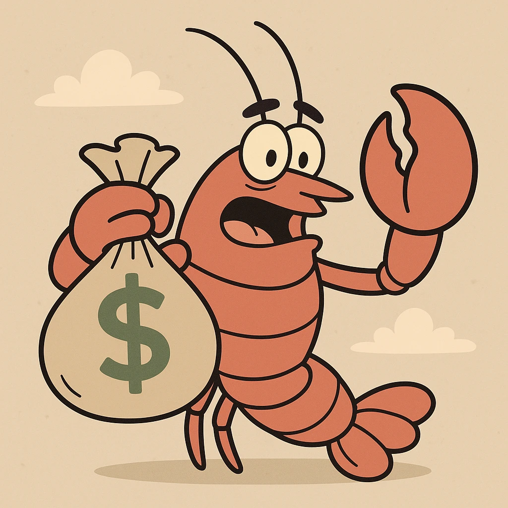 lobster holding a bag of money emoji