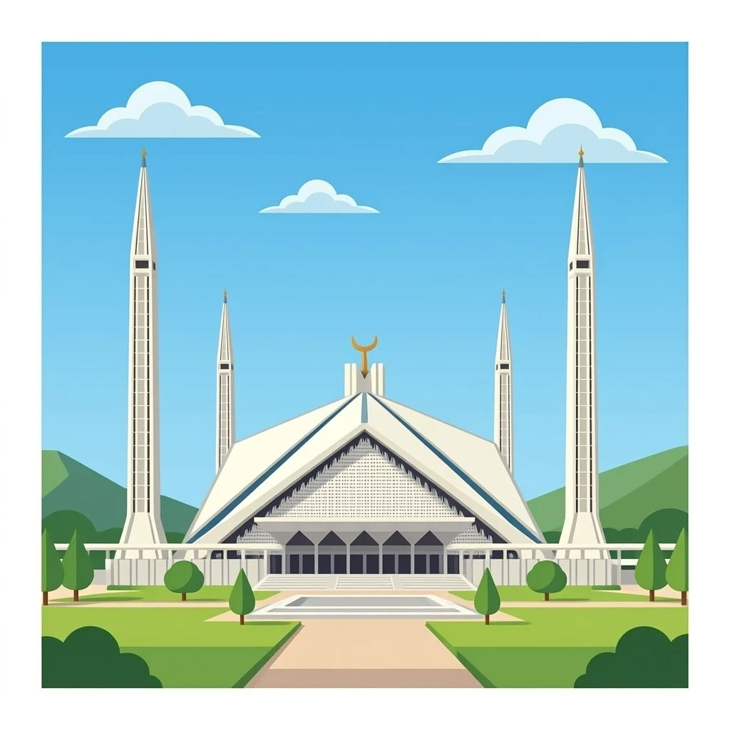 icon featuring Faisal mosque in Pakistan, no frames, no sky, no glitches, realistic. Transparent background. emoji