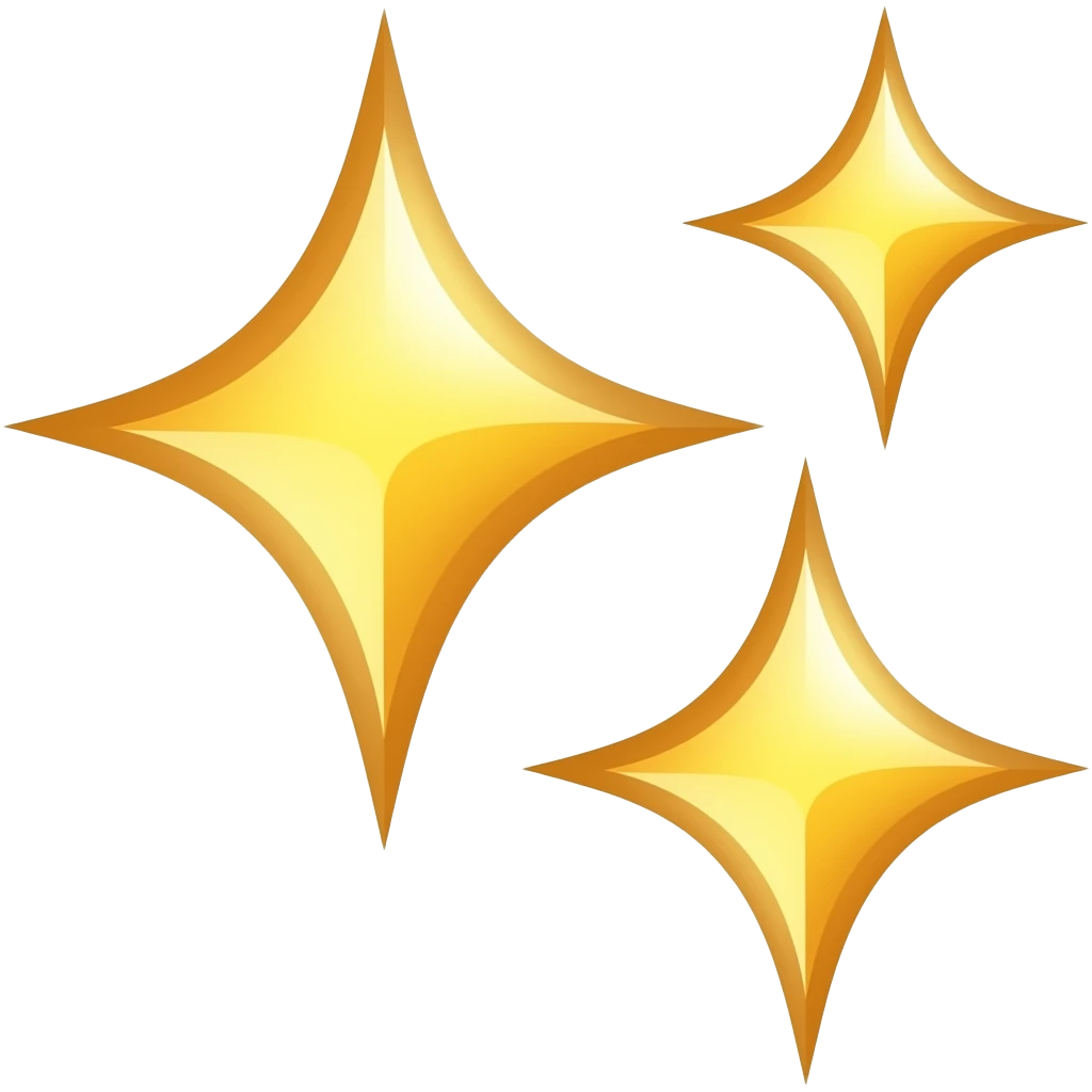 Three sparkle emoji