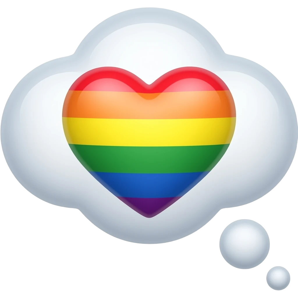 Rainbow heart inside thought bubble emoji
