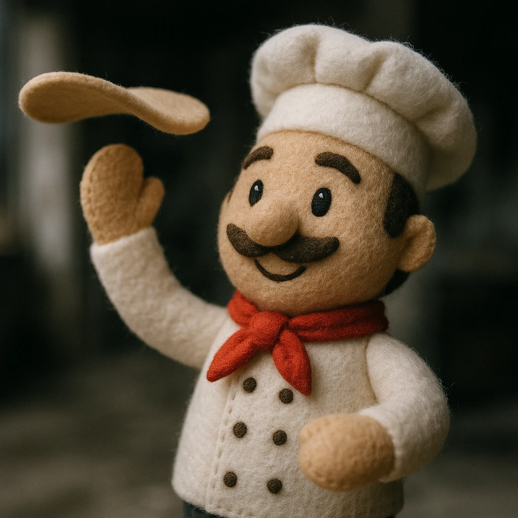 smiling Italian chef spinning pizza dough emoji