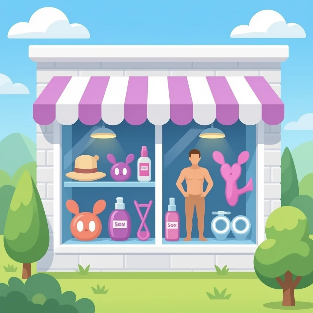 window with things from a sex shop emoji