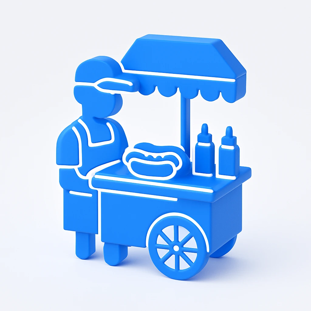 hotdog seller in New York with cart emoji