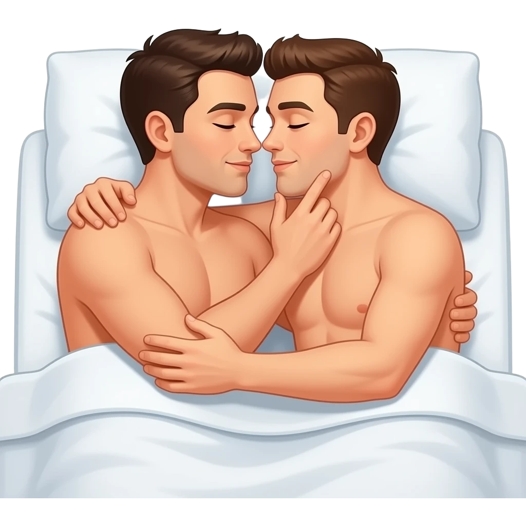 2 mans naked making sex bed. emoji