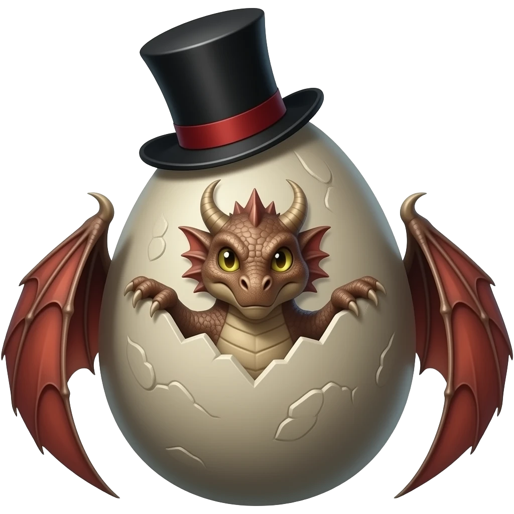 Fantasy Dragon egg with top hat emoji