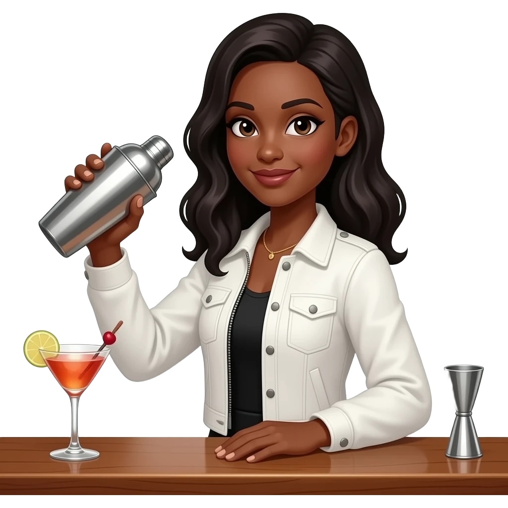 BLACK HAIR FEMALE BARTENDER emoji