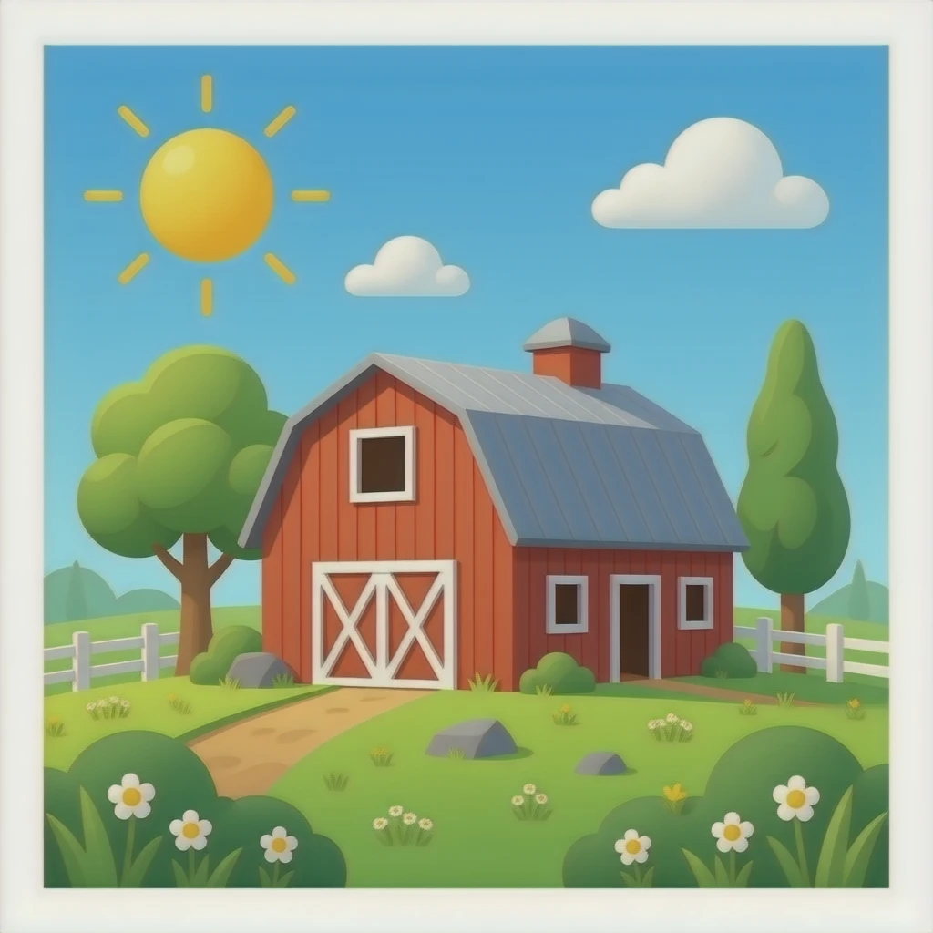a farm barn emoji
