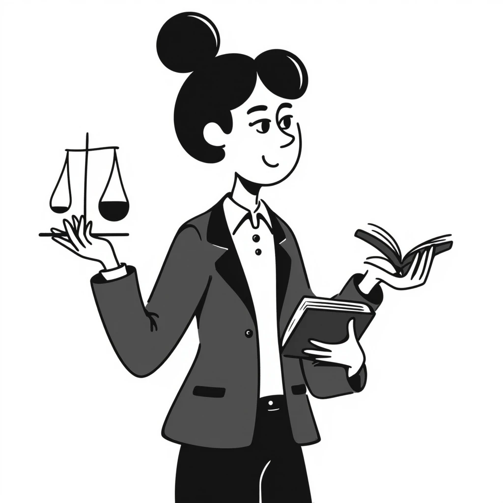 A female lawyer with a book and scales emoji