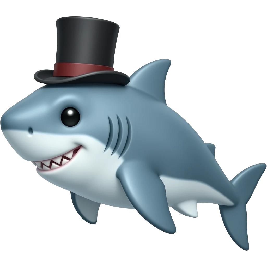 Shark with a top hat emoji