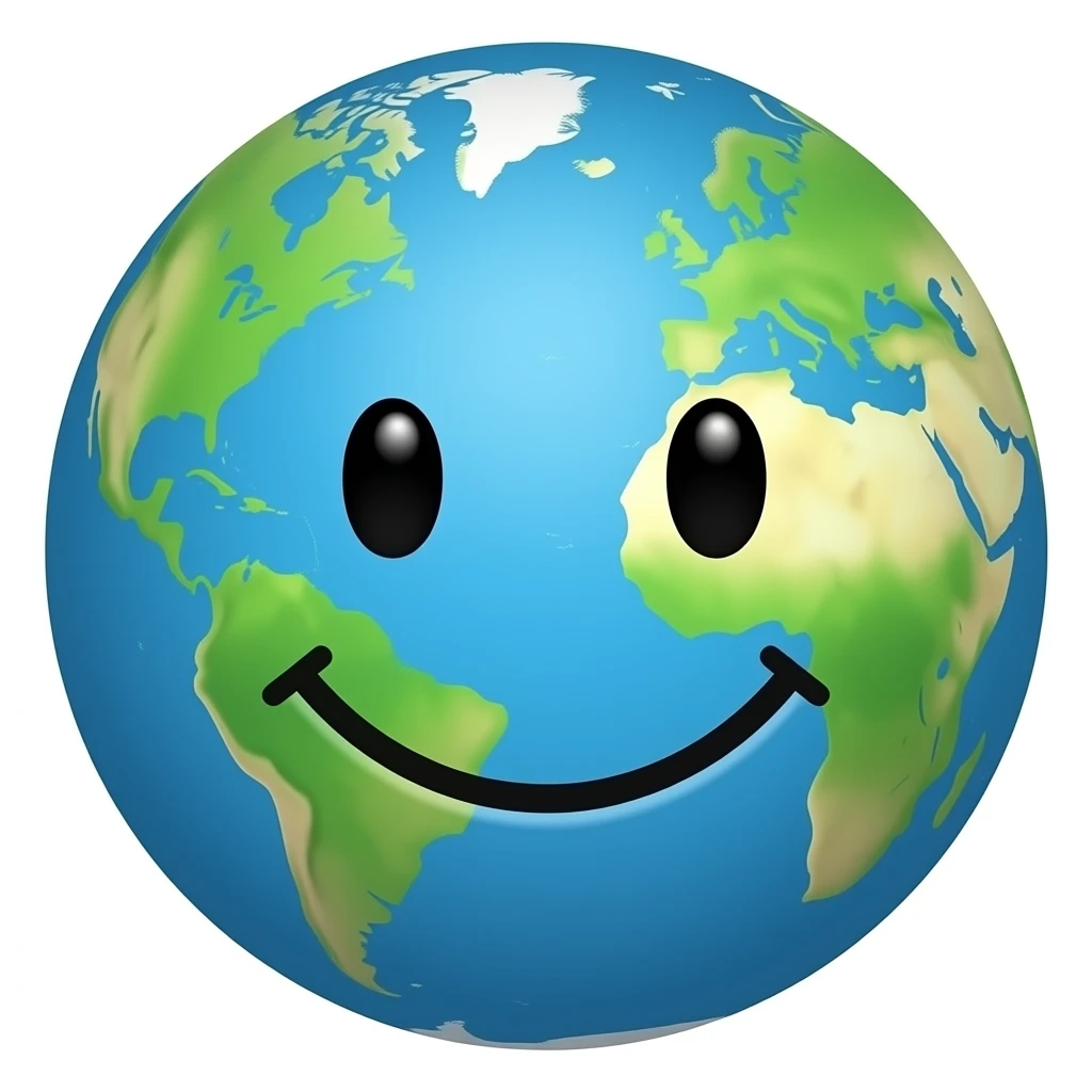 싱글벙글 웃고있는 지구 emoji