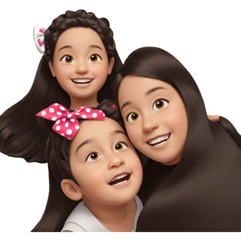smiling girls with hair bows emoji