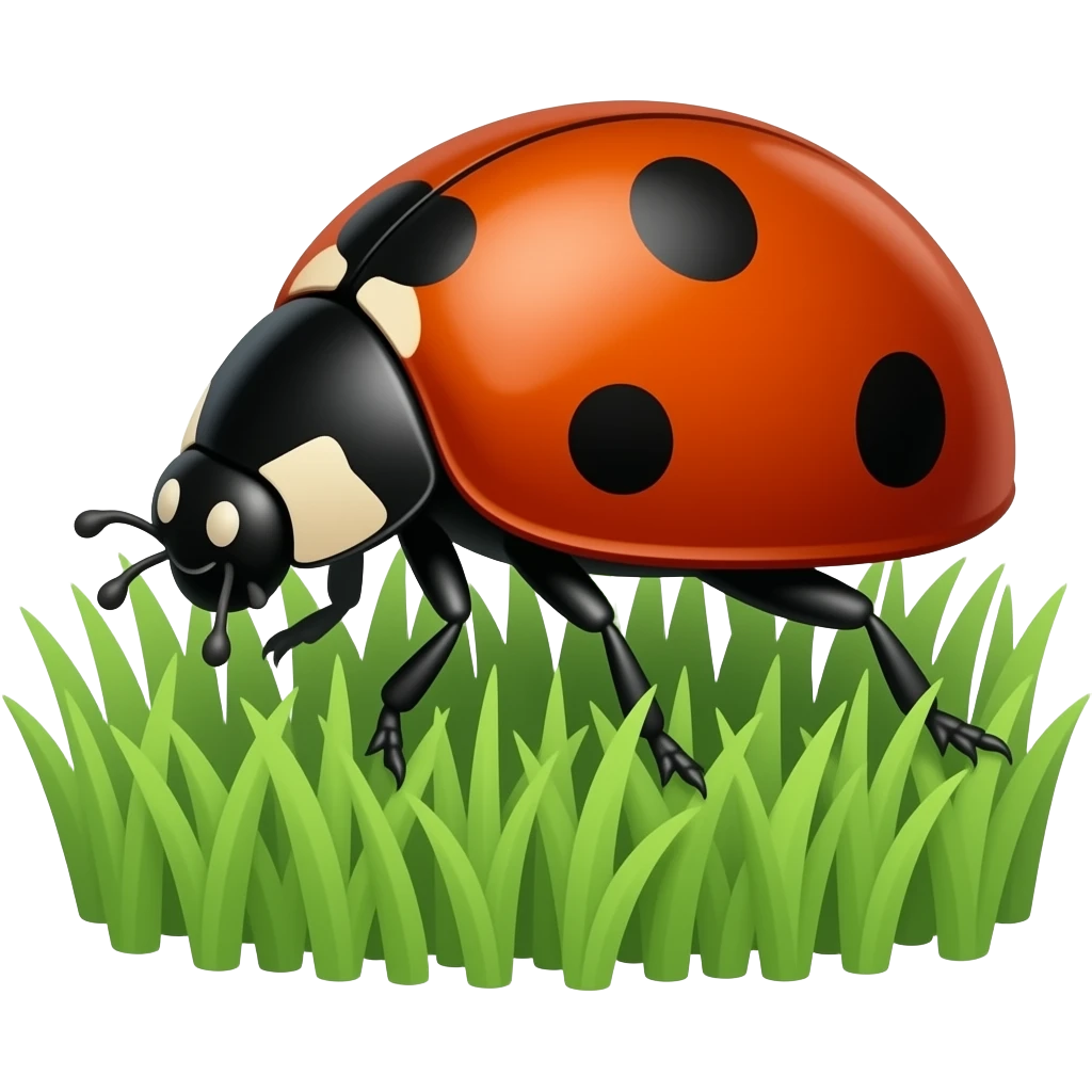 Нарисуй божью коровку на траве emoji