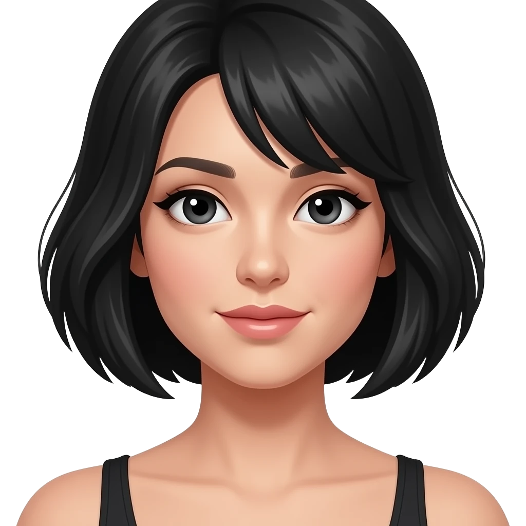 Xl Bigger boobs with no clothes on it mid short black hair blavk eyes women emoji