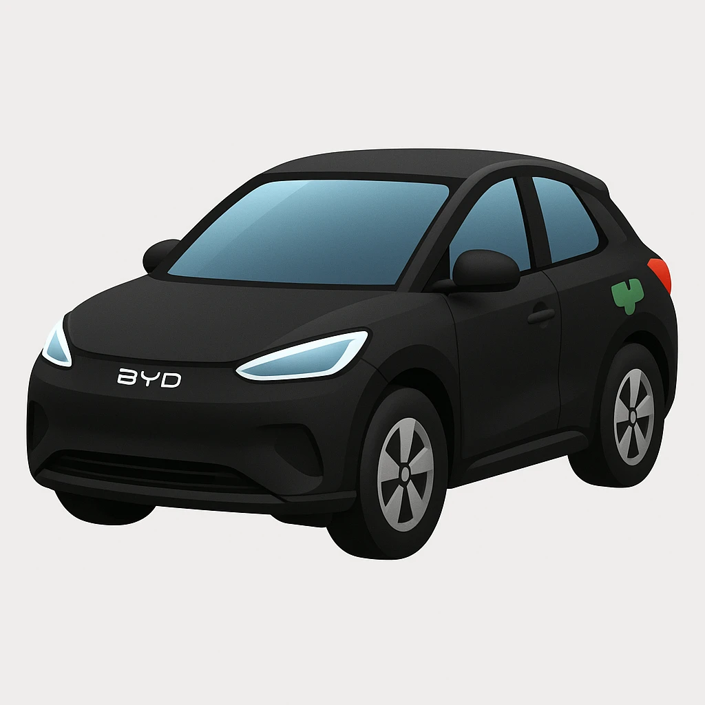 Сгенерируй мне Машина BYD черная электрокар в стиле эпл емодзи emoji