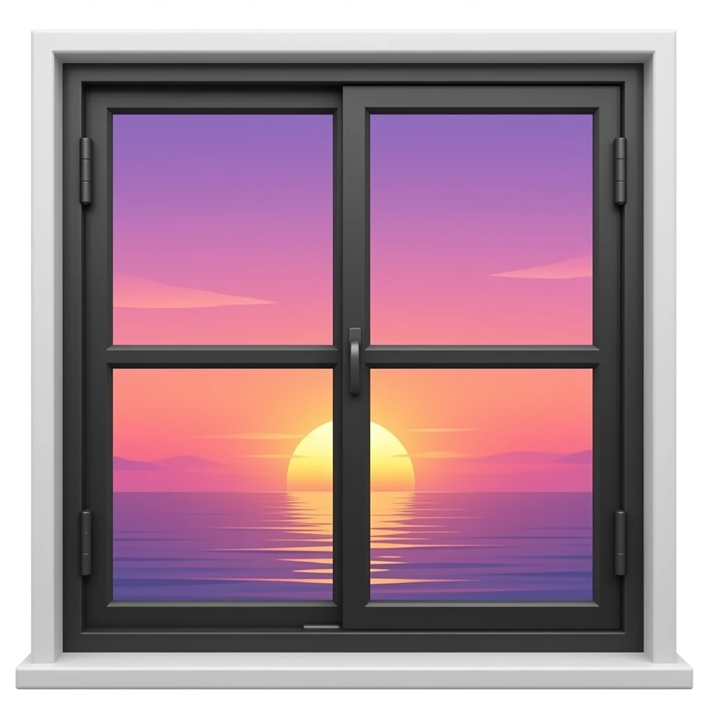 sunset pink, orange and purple  from a closed black window emoji