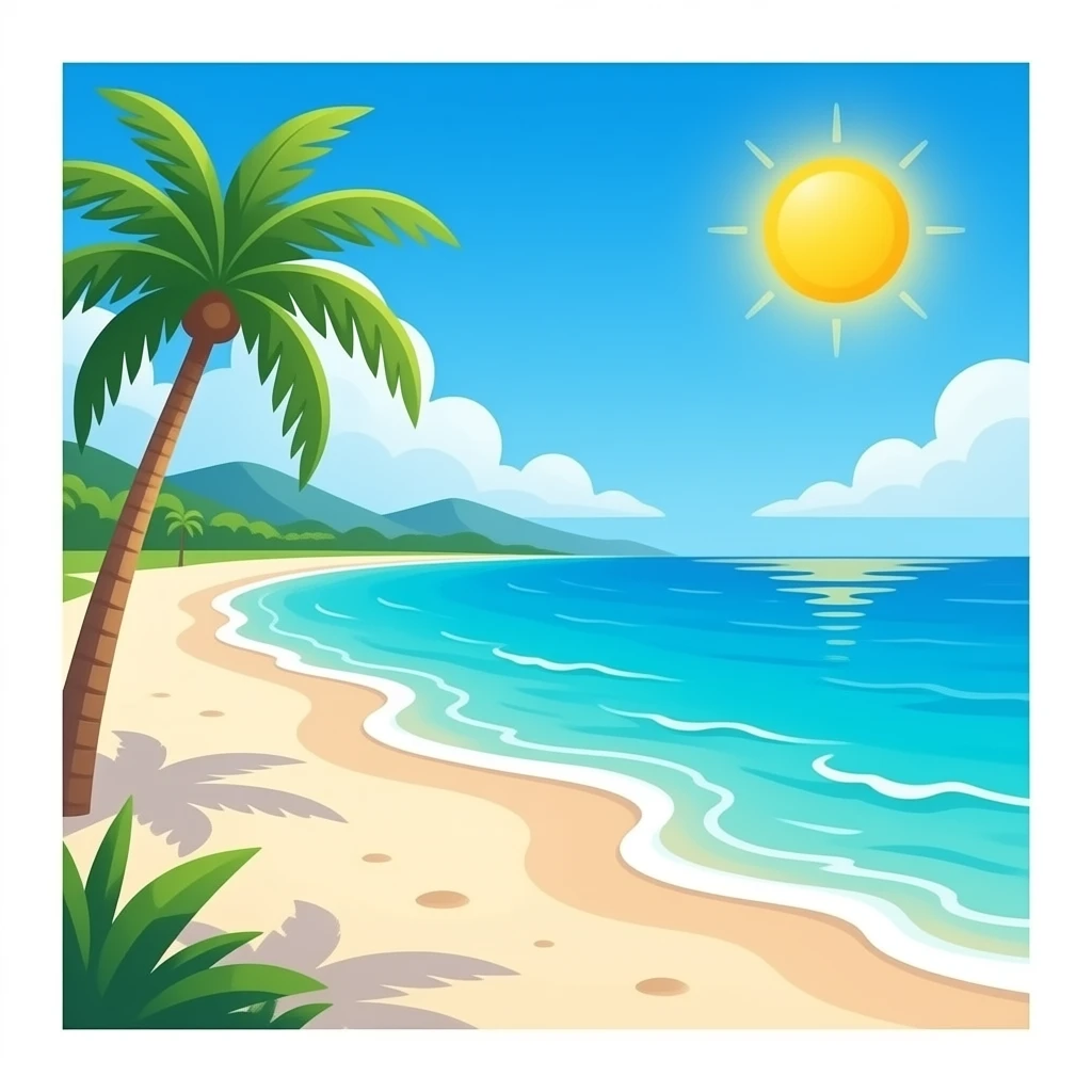 los cayos, playa con aguas cristalinas en una postal emoji