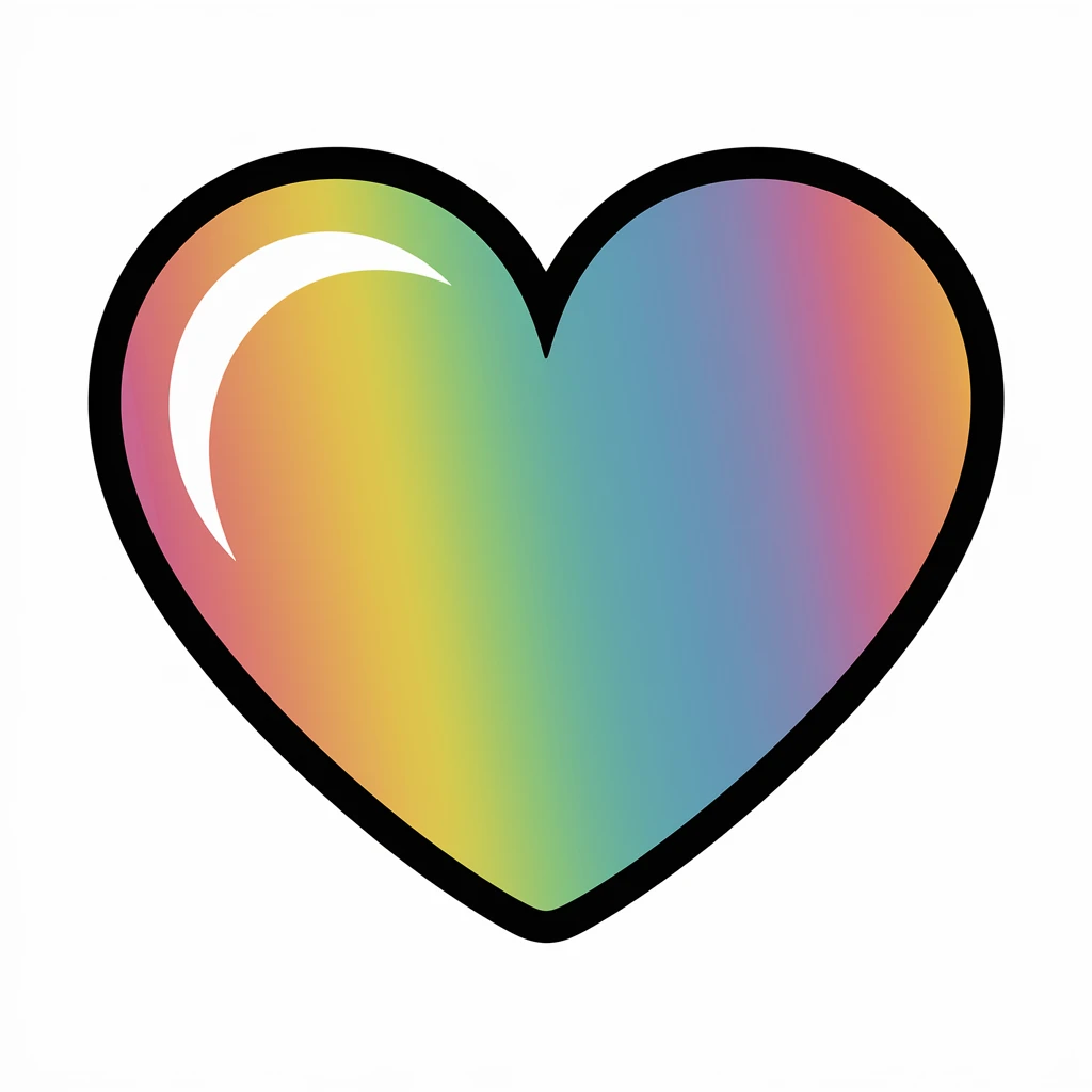 heart with a rainbow hologram effect emoji